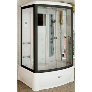 Изображение товара Душевая кабина Радомир Диана-2 1-05-6-0-0-0650, 139 х 108 см, с крышей, гидромассажем, функцией паровой бани, стекло прозрачное, профиль черный