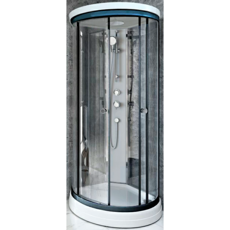 Изображение товара Душевая кабина Радомир Стронг 110x110 с крышей, стекло прозрачное, профиль черный