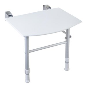 Изображение товара Складное сиденье для душа Nofer 15042.PIE.NBA, белое в сборе из нержавеющей стали