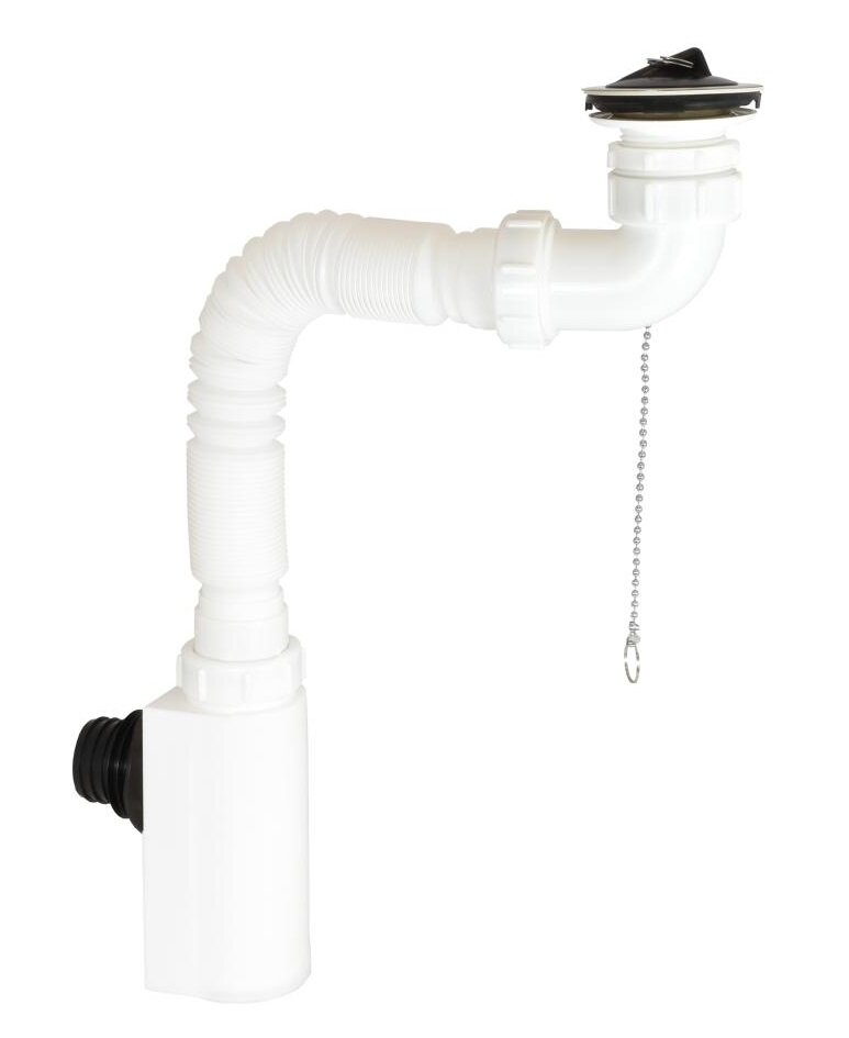 Изображение товара Сифон для раковины Nofer 302A с донным клапаном белый