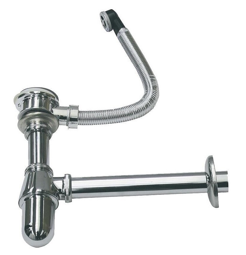 Изображение товара Слив-перелив Nofer 13107.B для раковины с пробкой на цепочке