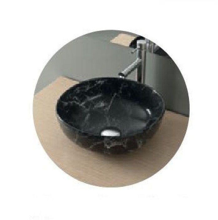 Изображение товара Раковина накладная Nofer Spin 40 23595 40 см фарфор мрамор черный