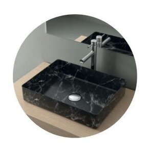 Изображение товара Раковина Nofer QTRO47 23584, 47 см, накладная, фарфор, мрамор черный Изображение товара Раковина Nofer QTRO47 23584, 47 см, накладная, фарфор, мрамор черный