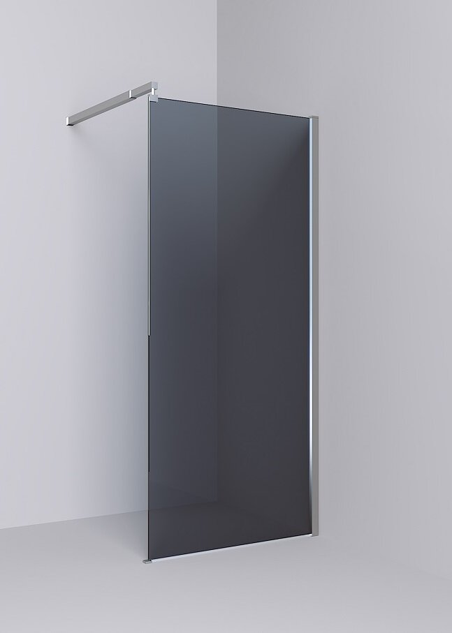 Изображение товара Душевая стенка Alex Baitler AB29120S4, 120 см, со свободным входом, стекло тонированное, профиль полированная сталь