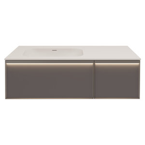 Изображение товара Тумба под раковину Vincea Elise VMC-4EL120MG-L/VMC-4EL120MG-R, 120 см, подвесная, цвет серый матовый, левая/правая