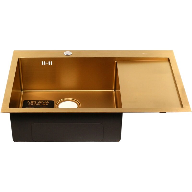 Изображение товара Мойка кухонная Melana ProfLine D7851HG-L золото/D7851HG-R золото 3,0/220, 78 см, PVD покрытие, левая/правая, нержавеющая сталь