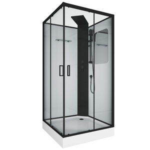 Изображение товара Душевая кабина Grossman Elegans GR251Q, 90 x 90 см, задние стенки белые, стекло прозрачное, профиль черный