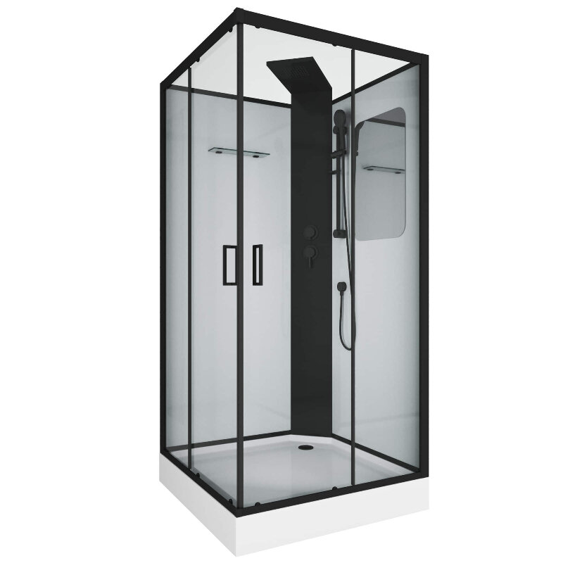 Изображение товара Душевая кабина Grossman Elegans GR251Q, 90 x 90 см, задние стенки белые, стекло прозрачное, профиль черный Изображение товара Душевая кабина Grossman Elegans GR251Q, 90 x 90 см, задние стенки белые, стекло прозрачное, профиль черный