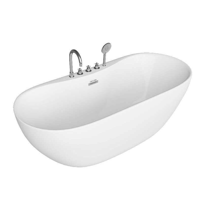 Изображение товара Акриловая ванна Grossman Classic GR-12501-1 160x75 см, белая, с встроенным смесителем