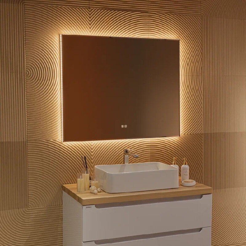Изображение товара Зеркало Silver Mirrors Алмина LED-00003007, 100 х 80 см, с LED-подсветкой, подогрев, сенсорный выключатель, цвет белый Изображение товара Зеркало Silver Mirrors Алмина LED-00003007, 100 х 80 см, с LED-подсветкой, подогрев, сенсорный выключатель, цвет белый