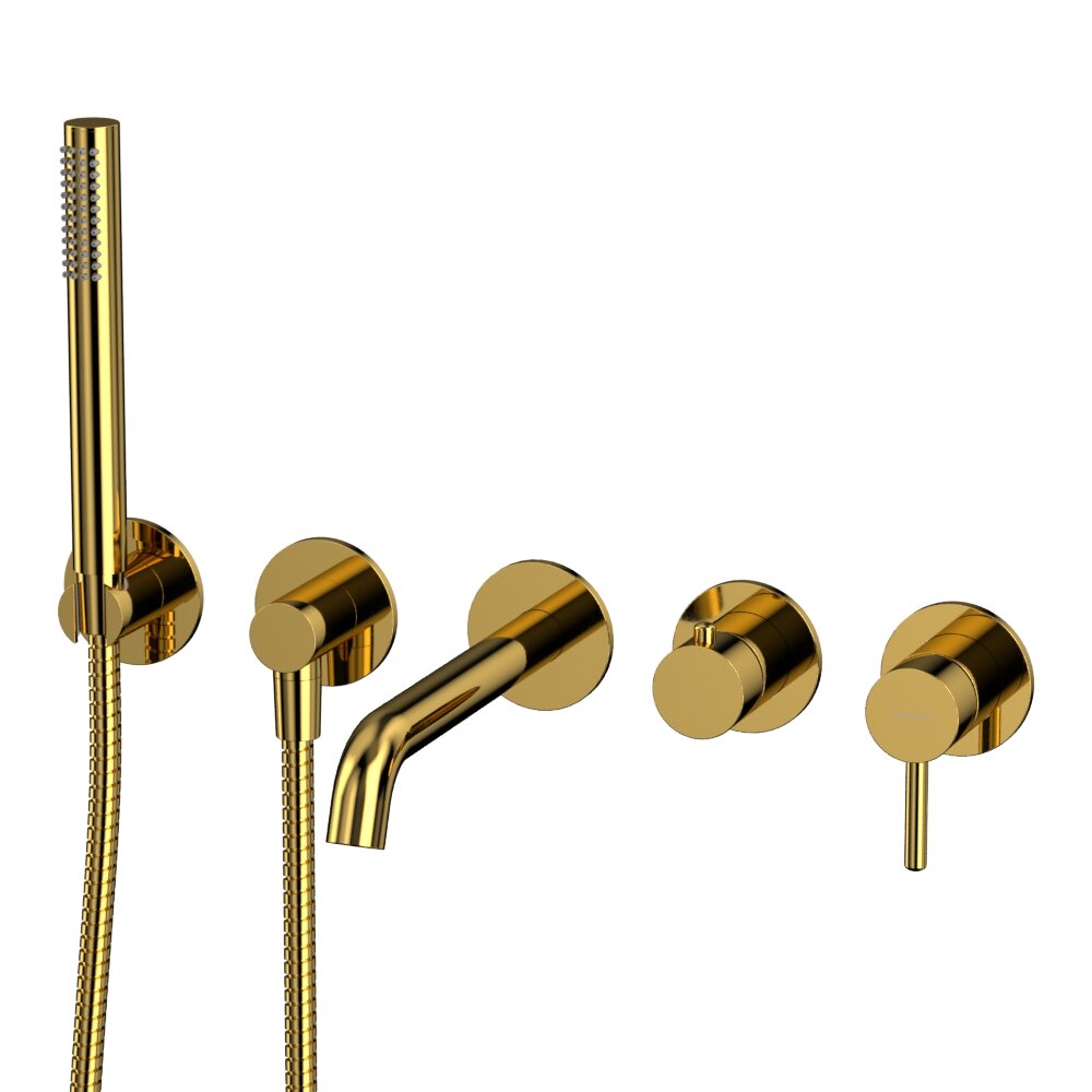 Изображение товара Смеситель Whitecross Y brushed gold YSET1240GLB, для ванны и душа, с душевым гарнитуром, золото брашированное PVD 