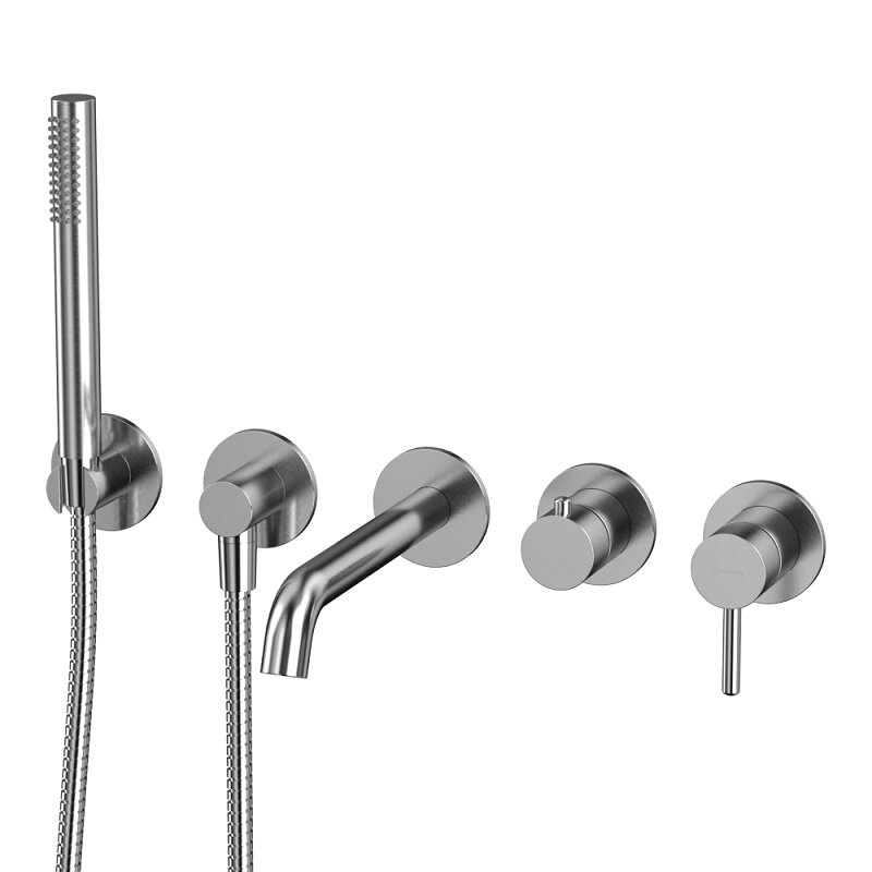 Изображение товара Смеситель Whitecross Y brushed nickel YSET1240NIB, для ванны и душа, с душевым гарнитуром, никель брашированный PVD 