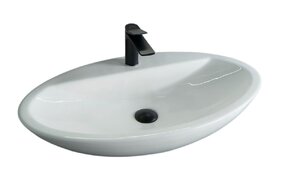 Изображение товара Раковина Gid Lago N9435, 73 см, белая фаянсовая накладная раковина