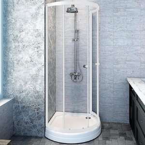 Изображение товара Душевой уголок Радомир Стронг 1-03-1-0-0-1820, 110 х 110 см, с поддоном на раме-подставке с устройством слива, стекло прозрачное, профиль белый