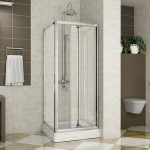 Изображение товара Душевой уголок Радомир Люкс 80 1-03-2-0-0-0991, квадратный, складная шторка, с поддоном на раме-подставке с устройством слива, стекло матовое, профиль хром