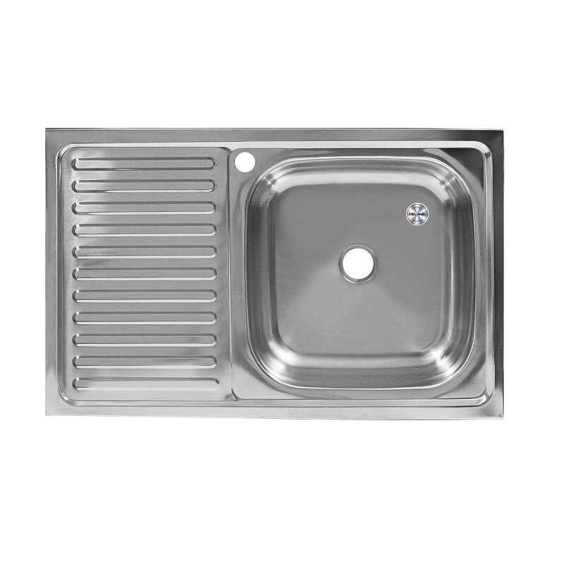 Изображение товара Мойка кухонная Melana 8050 076 ta R (*20), 0,4/160, 80 см, правая, нержавеющая сталь, хром Изображение товара Мойка кухонная Melana 8050 076 ta R (*20), 0,4/160, 80 см, правая, нержавеющая сталь, хром