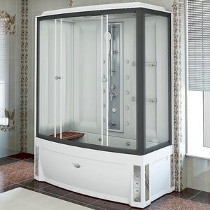 Изображение товара Душевой бокс Радомир Элис К1 1-04-6-1-4-0950, 168 х 85 см, с паром и гидромассажем, стекло прозрачное, профиль черный, левосторонний