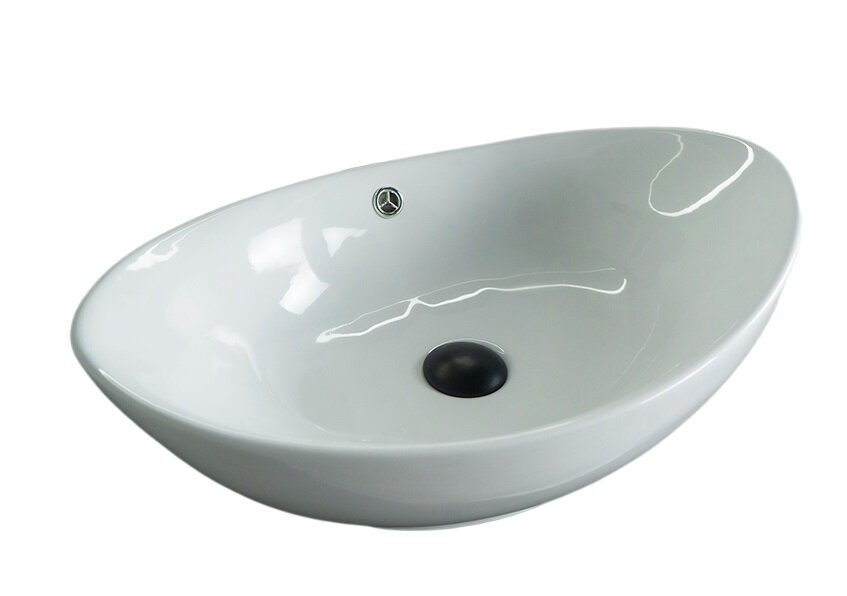 Изображение товара Раковина Gid Lago N9019 60 см овальная накладная белая из фаянса для ванной
