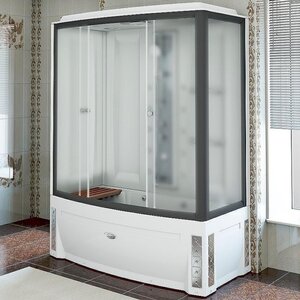 Изображение товара Душевой бокс Радомир Элис К2 1-04-6-1-5-0961, 168 х 85 см, с паром и гидромассажем, стекло матовое, профиль черный, левосторонний