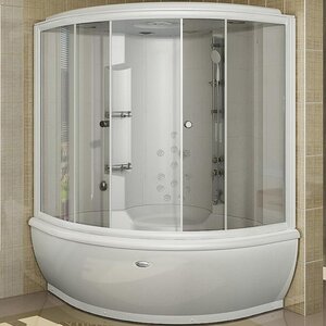 Изображение товара Душевой бокс Радомир Калифорния К1 1-04-1-0-4-0800, 155 х 155 см, с паром и гидромассажем, стекло прозрачное, профиль белый