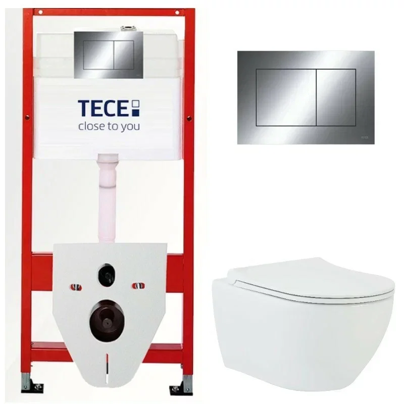 Изображение товара Инсталляция с унитазом BeWash Bogen TC412303201, сиденье микролифт, клавиша смыва хром, белый