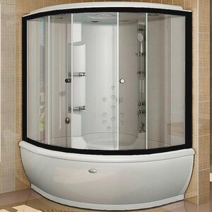 Изображение товара Душевой бокс Радомир Калифорния К2 1-04-6-0-5-0810, 155 х 155 см, паром и гидромассажем, стекло прозрачное, профиль черный