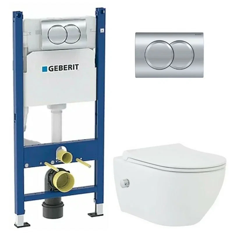Изображение товара Инсталляция с унитазом Geberit GEB149343601 Биде микролифт хром белый