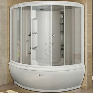 Изображение товара Душевой бокс Радомир Калифорния 1-04-1-0-0-0770, 155 х 155 см, стекло прозрачное, профиль белый