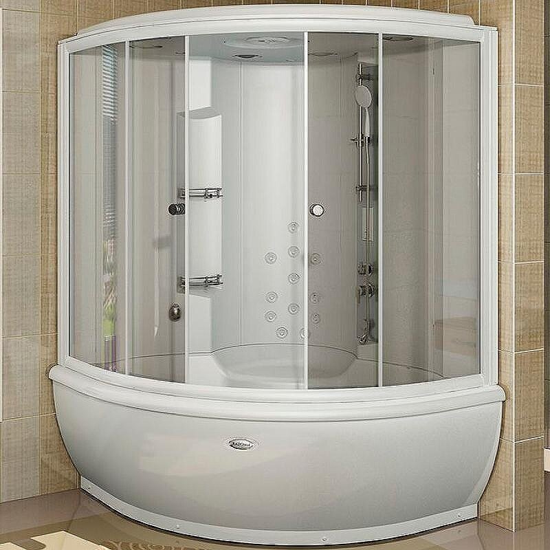 Изображение товара Душевой бокс Радомир Калифорния 1-04-1-0-0-0770, 155 х 155 см, стекло прозрачное, профиль белый