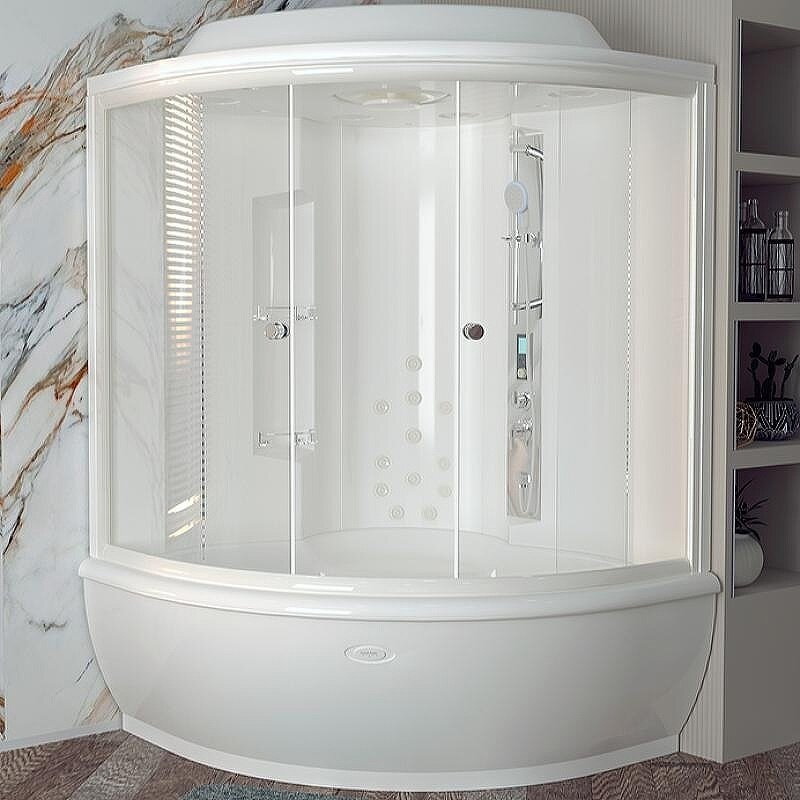 Изображение товара Душевой бокс Радомир Калифорния 155x155 см с высокой крышей и тропическим душем