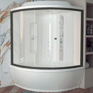 Изображение товара Душевой бокс Радомир Калифорния 1-04-6-0-0-0760, 155 х 155 см, стекло прозрачное, профиль черный