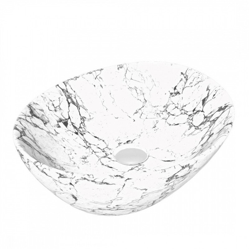 Изображение товара Раковина Maretti Eleganza EN13NS87-740MR, 41 см, фарфор, накладная, белый мрамор