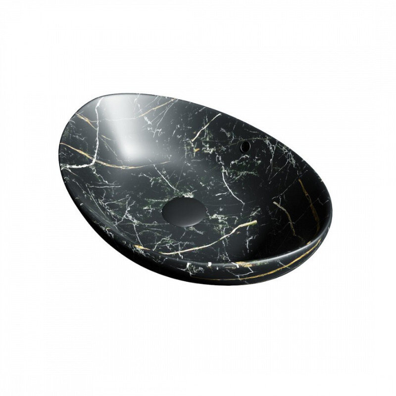 Изображение товара Раковина Maretti Eleganza EN13NS48-560MR, 60 см, фарфор, накладная, черный мрамор