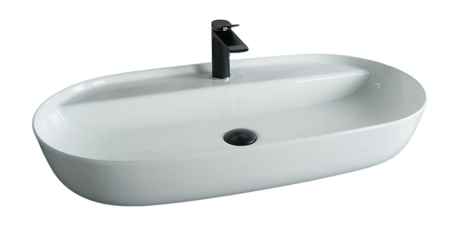 Изображение товара Раковина Gid Lago N9347 51190 овальная белая 81 см фаянс накладная испанского качества