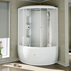 Изображение товара Душевой бокс Радомир Лаура 1-04-1-0-0-0831, 128 х 128 см, стекло матовое, профиль белый