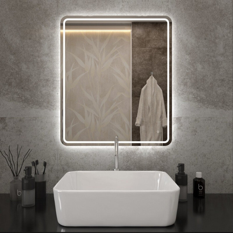 Изображение товара Зеркало Maretti Florenza с LED подсветкой 60х70 см, сенсорное управление, белая рама