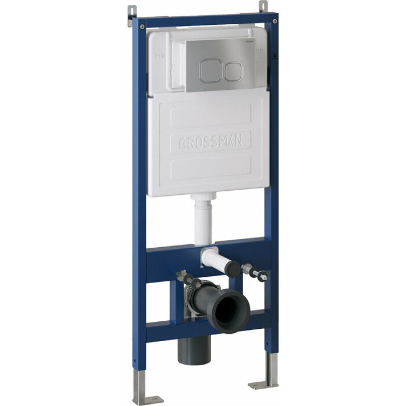 Изображение товара Комплект Grossman Cosmo 97.02.110 инсталляция для унитаза и клавиша смыва хром матовый