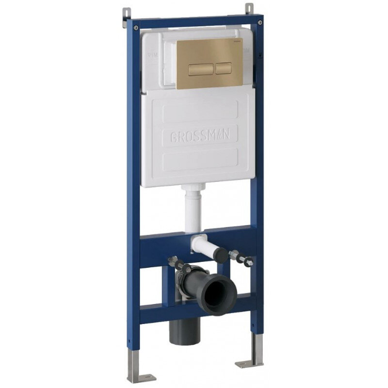 Изображение товара Комплект Grossman Pragma 97.03.310 инсталляция для унитаза и клавиша смыва золото матовое