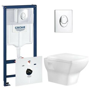 Изображение товара Инсталляция с унитазом Bien Dor GRH750DORVP1, с функцией биде, сиденье микролифт, клавиша смыва хром, с пневматическим управлением, белый