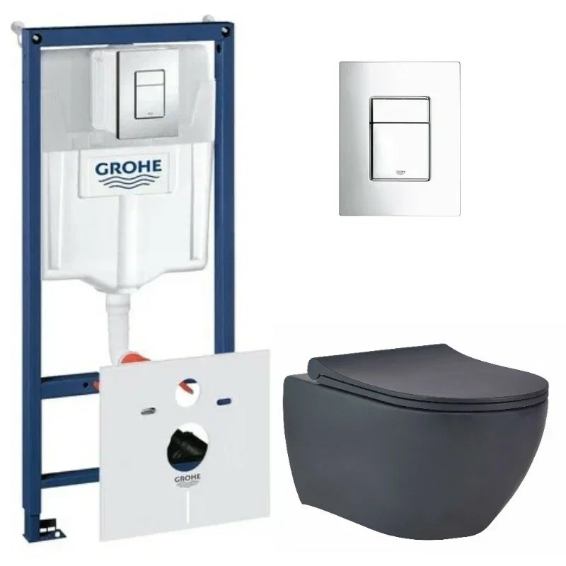 Изображение товара Унитаз подвесной BeWash Bogen GRH775303280 с микролифтом и пневматическим управлением