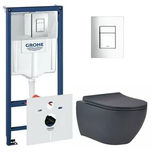 Изображение товара Инсталляция для унитаза BeWash Bogen GRH775303280 с сиденьем микролифт и хром клавишей