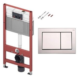 Изображение товара Инсталляция для унитаза TECEbase 9400401-702, клавиша смыва хром матовый, красный, серый