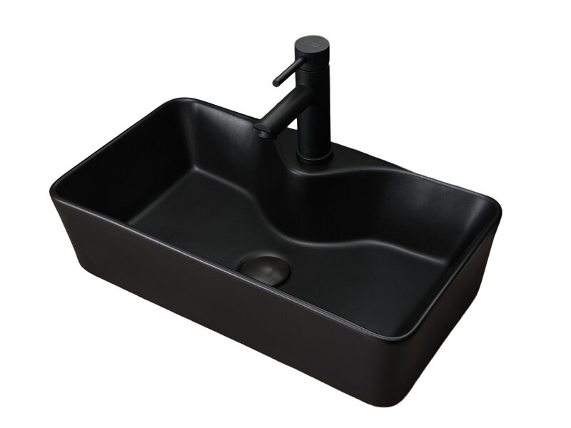 Изображение товара Раковина Gid Geometrico Bm9092 53353, 55 см, фаянс, черная матовая Изображение товара Раковина Gid Geometrico Bm9092 53353, 55 см, фаянс, черная матовая