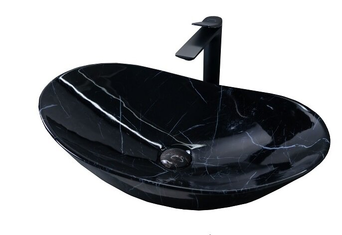 Изображение товара Раковина Gid Lago Bs9811 54467 накладная овальная 61x37 см черная под камень