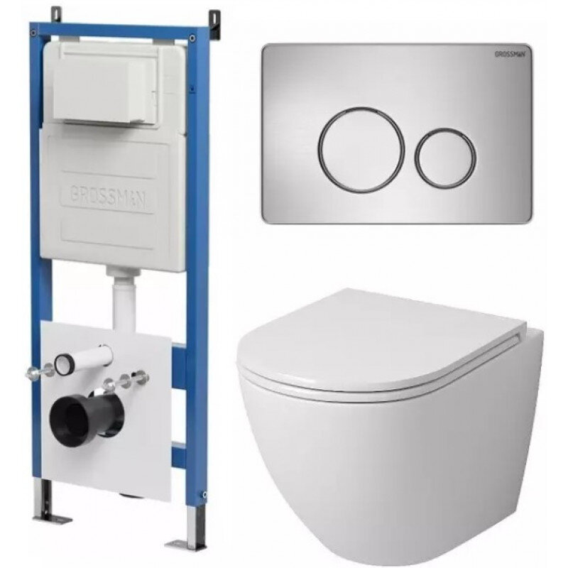 Изображение товара Комплект Grossman Style 97.4455S.05.12M с безободковым унитазом и инсталляцией