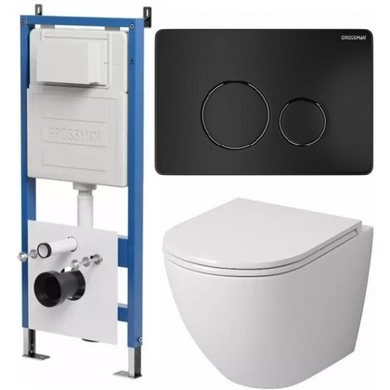 Изображение товара Комплект унитаз с инсталляцией и сиденьем микролифт Grossman Style 97.4455S.05.21M