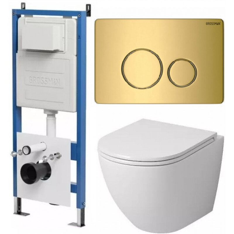 Изображение товара Комплект Grossman Style 97.4455S.05.30M, инсталляция 900.K31.01.000 с безободковым унитазом GR-4455S белый, сиденье микролифт, клавиша смыва золото глянцевое 700.K31.05.30M.30M Изображение товара Комплект Grossman Style 97.4455S.05.30M, инсталляция 900.K31.01.000 с безободковым унитазом GR-4455S белый, сиденье микролифт, клавиша смыва золото глянцевое 700.K31.05.30M.30M