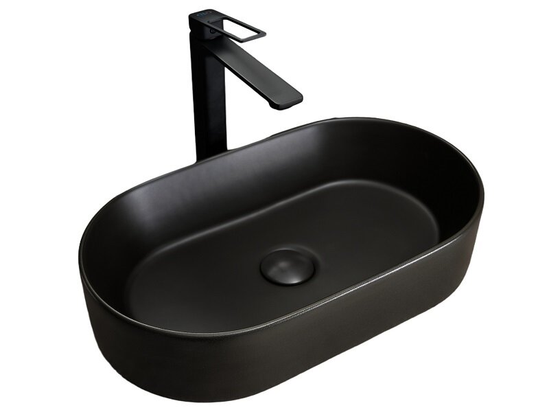 Изображение товара Раковина Gid Lago N9020bg 53379 овальная из фаянса черный графит 52.5 см
