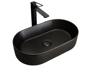 Изображение товара Раковина Gid Lago N9020bg 53379 овальная из фаянса черный графит 52.5 см