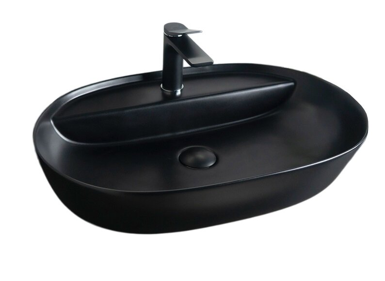 Изображение товара Раковина Gid Lago Bm1346 61 см, овальная, черный матовый, накладная